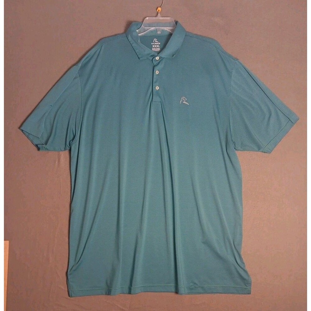 RHOBACK Mens XXXL Teal Striped Golf Polo Shirt Performance Stretch Embroidered
